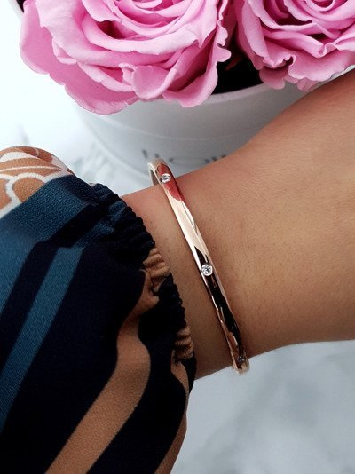 Women's Steel Bracelet With Zircons Pink Gold Ursa