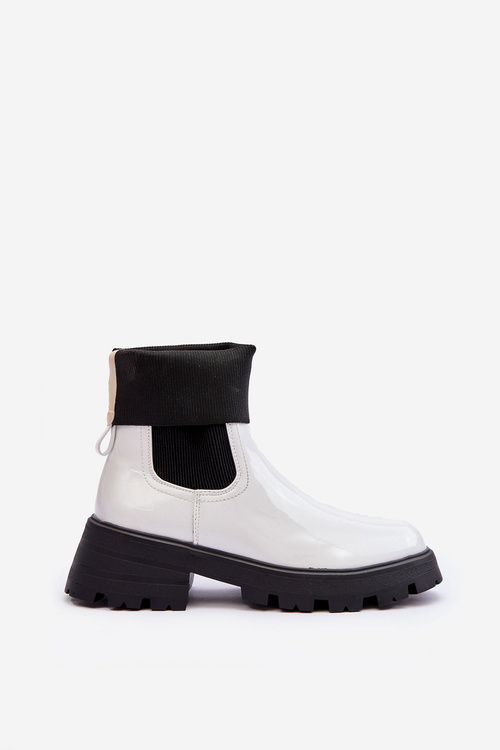 Women's Lacquered Ankle Boots White Pavo
