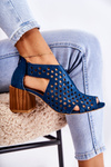 Openwork Boots On A Block Heel Maciejka 04593-17 Navy blue