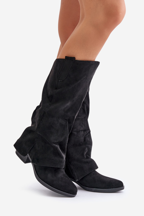 Women's Low Heeled Boots With Turned Shaft Black Stinova