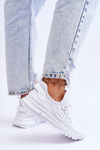Buty Sportowe Sneakersy Damskie Wsuwane Białe Rosett