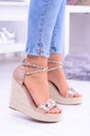 Women's Champagne Sandals Studs Jetted Espadrilles Mariko