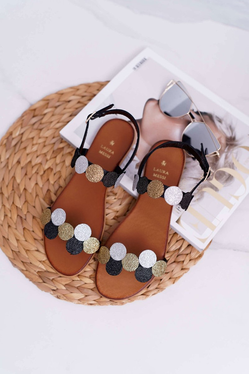 Women's Elegant Black Laura Messi Sandals 1948