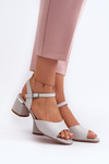 Women's Low Heel Eco Leather Sandals Sergio Leone SK876 Grey
