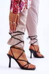 Tied Sandals On High Heel Black Savage