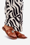 Flat Slippers With Cutouts And Decoration Camel Bohalis