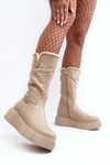 Women's Leather Boots with Wool Zazoo 70121 Beige