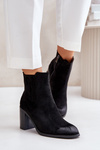 Warm Women's Ankle Boots on Heel Eco Suede Black Gudra