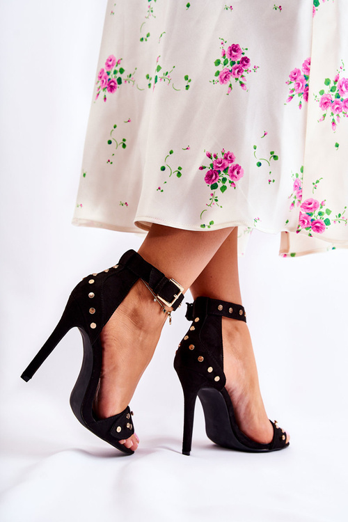 Women's Sandals On High Heels With Studs Black Carolyn