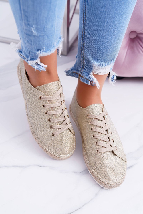 Lu Boo | Gold Brocade Linen Fairy Espadrilles