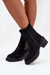 Women's Insulated Ankle Boots On Block Heel Black Zoralia