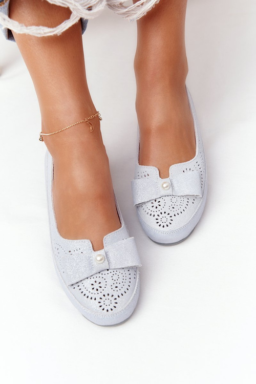 Women’s Leather Ballerinas RIO FLORE Eco-Friendly Light Blue