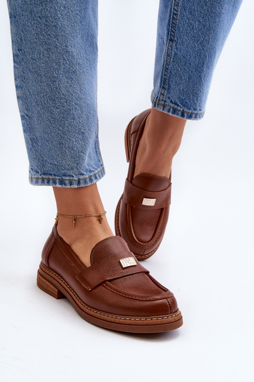 Women's Loafers On The Platform Laura Messi 2392 Dark Gold