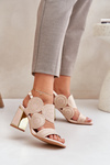 Embellished sandals on a heel beige Delariona