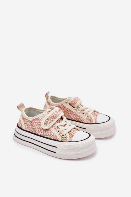 Trampki Dziewczęce Przypinka Miś Rzep Białe Solena