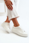 Buty Sportowe Sneakersy Damskie Eko Skórzane Białe Diunna 