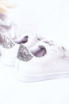 Children's Sneakers With Velcro White-Silver Cute Girl