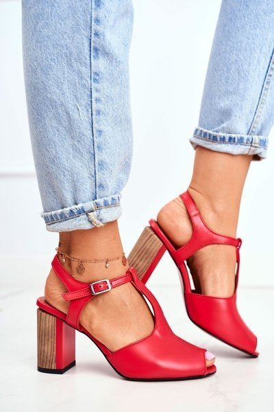 Women's Maciejka Leather Sandals Red 04117