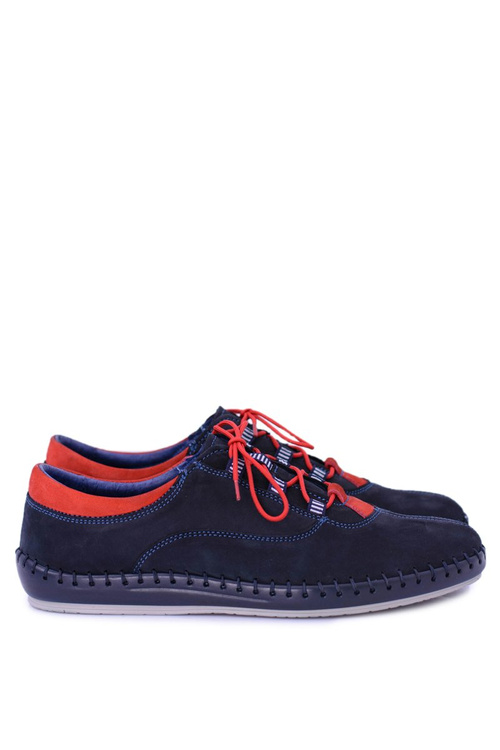 Men's Leather Casual Half Shoes Navy Blue Bill