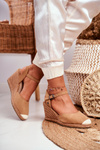 Sandały Pleciona Podeszwa Na Koturnie Big Star Jasnobrązowe DD274A169