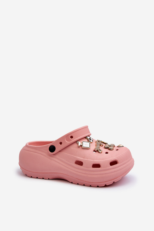 Women's Lightweight Foam Slides with Thick Sole and Pink Buckles by Effiora