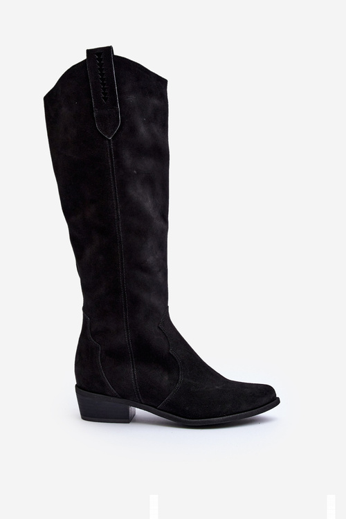 Kozaki Damskie Kowbojki Zamsz Zazoo 3427 Czarne