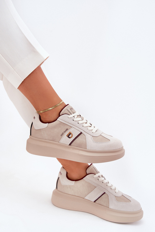 Womens Leather Sneakers On Platform Daniel Lopez Just Dare SS2D4003 Beige