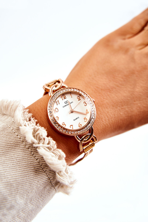 Zegarek Analogowy Damski Cyrkonie Różowe Złoto Giorgio & Dario