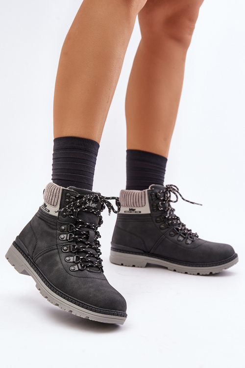 Damskie Trapery Ocieplane Czarne LCJ-24-03-3043