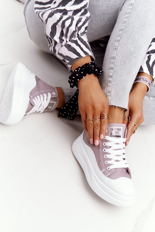 Women's High Sneakers On A Platform Grey Nice Girl