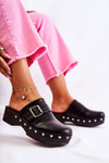 Women's Slippers Clogs On Heel Black Ivette