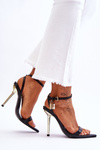 Elegant Sandals On A High Heel With Ornaments Black Zaria