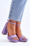 Fashionable Suede Square Heel Sandals Violet Merila
