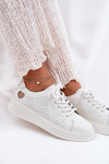Women's Leather Sneakers On Platform Vinceza 88018 White