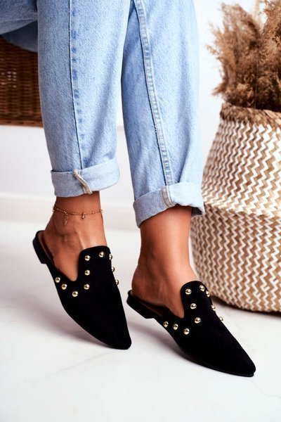 Lu Boo Women's Flip Flops  Black Suede Seniorita