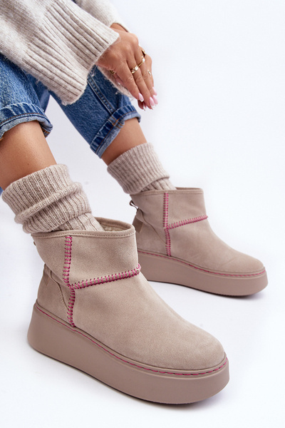 Women's Suede Snow Boots Maciejka 06257-22 Light Beige