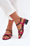 Women's Leather Heeled Sandals With Straps Maciejka 06959-39 Fuchsia