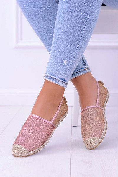 Brokatowe Espadryle Lu Boo Różowe Złoto