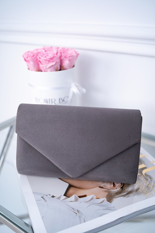 Women's Suede Handbag Grey Clutch Bag