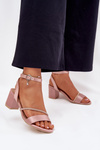 Ladies Heeled Sandals With Zirconia Vinceza 20268 Beige