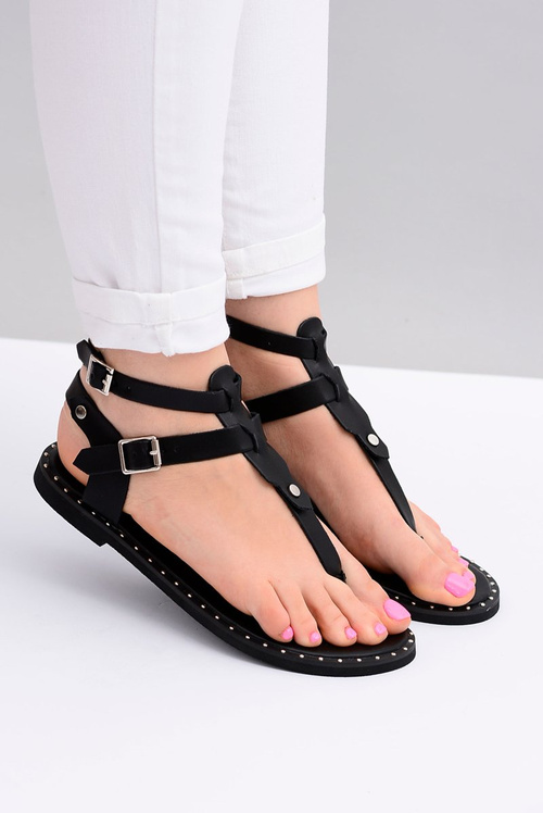 Lu Boo | Women's Sandals Black Gladiator Flip Flops Achilla