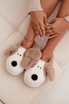 Furry Ladies Slippers Dogs Beige Faylen