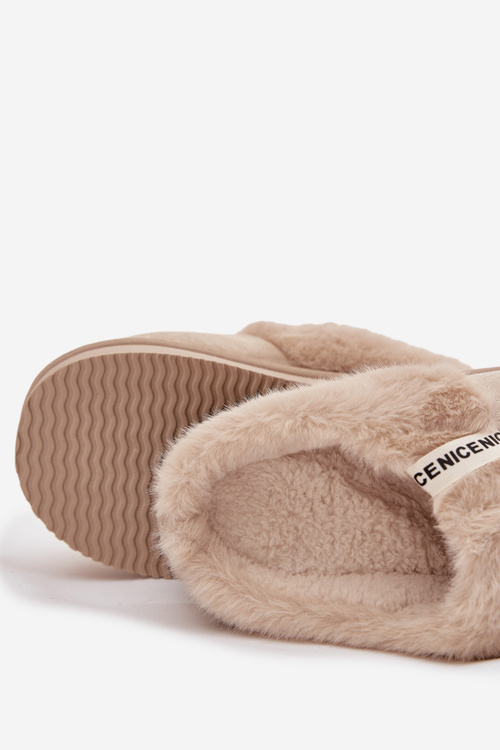Women's slippers with fur light beige Parisse