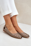 Zazoo 10009 Comfortable Women's Leather Ballet Flats Dark Beige
