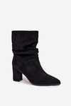 Women's Ankle Boots with Ruching Heeled Warm Black Amelise