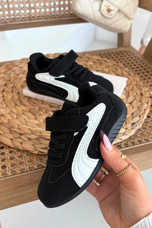 Dziecięce Buty Sportowe Na Rzep Czarno-Białe Perrin