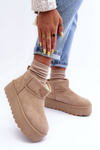 Suede Snow Boots On Platform Beige Corcoran