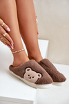 Womens Furry Slippers With Bear Brown Fiorinella