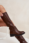 Women's Officer Boots With Low Heel Insulated Brown Averna