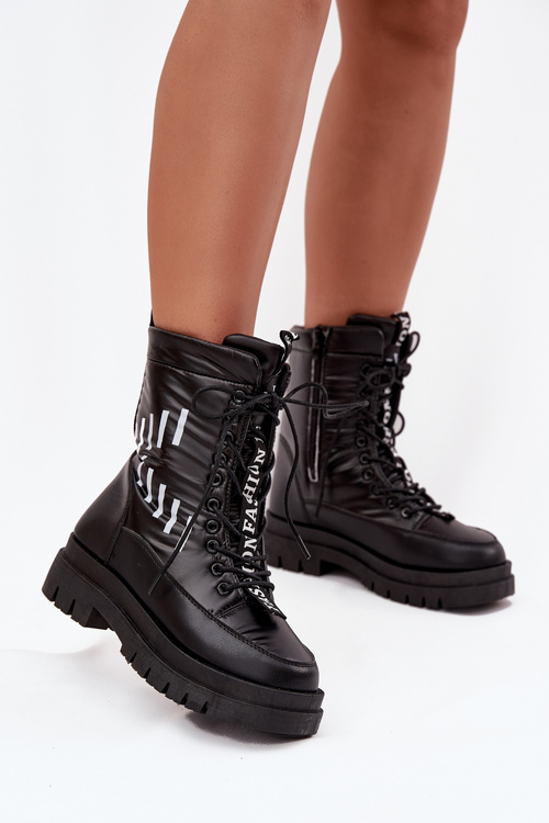 Botki Śniegowce Damskie Sznurowane Czarne Vinceza 23-34586